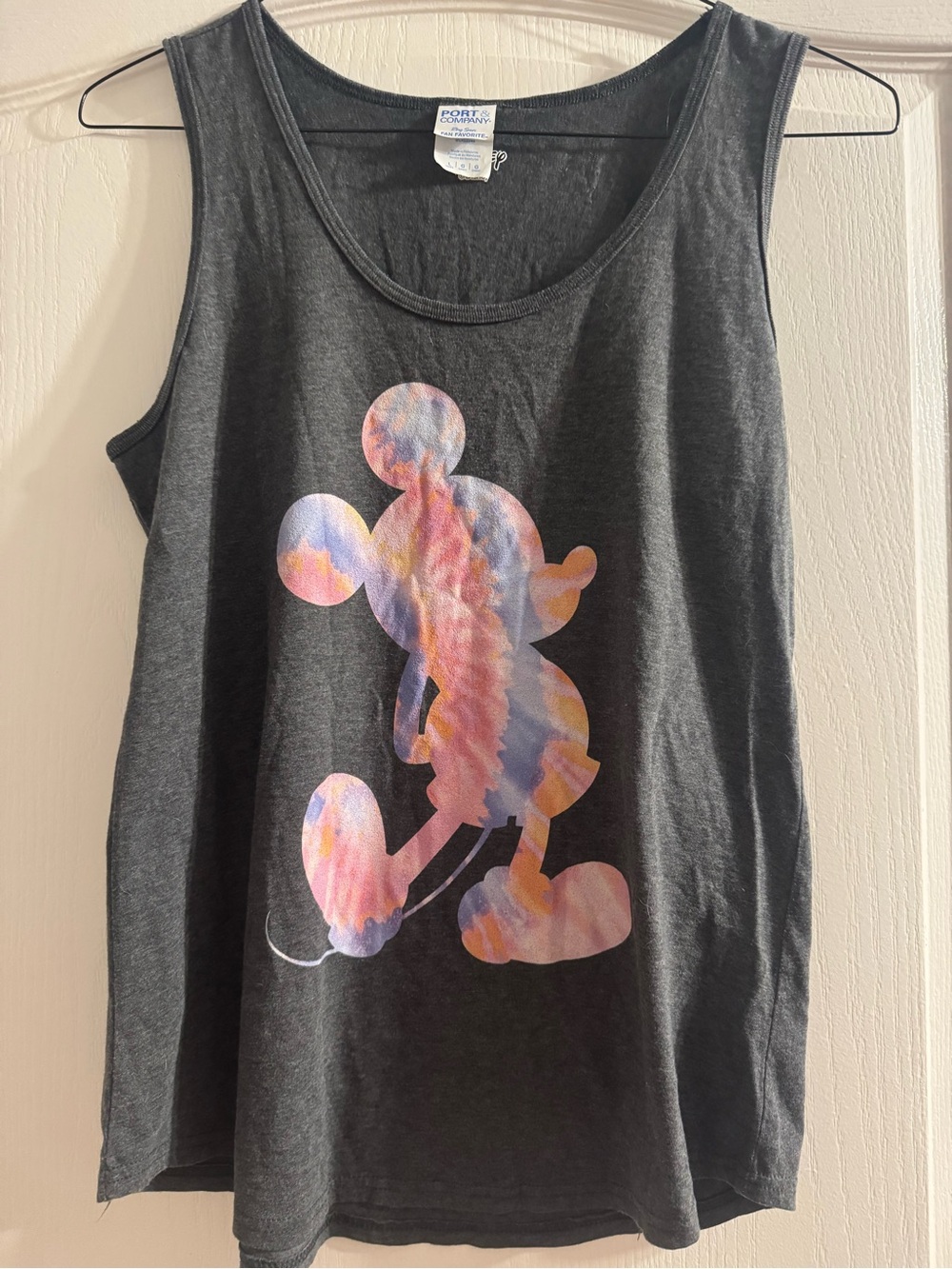 Women’s Disney Tank Top with Tie-Dye Mickey Silhouette - Black
